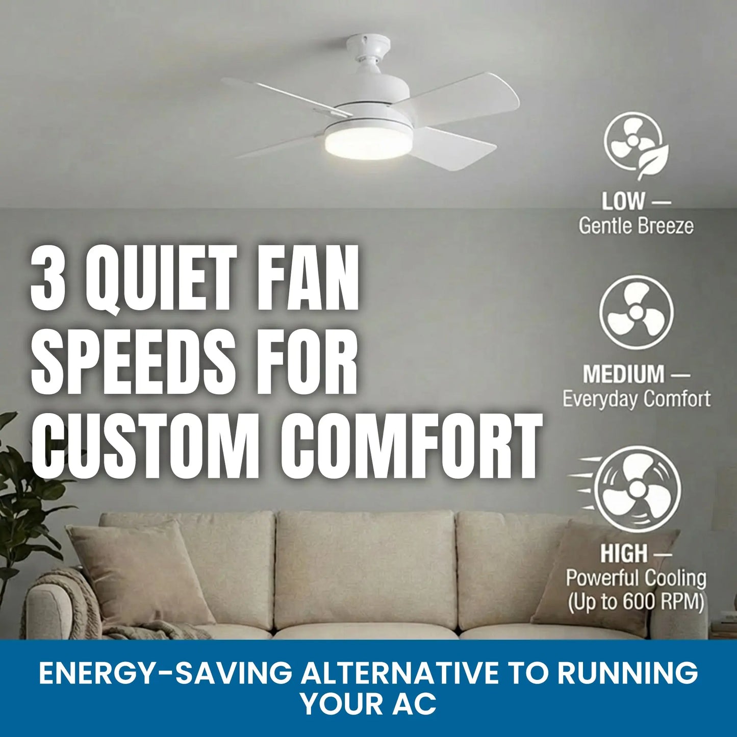 Remote Controlled Socket Ceiling Fan & Light - Bell + Howell
