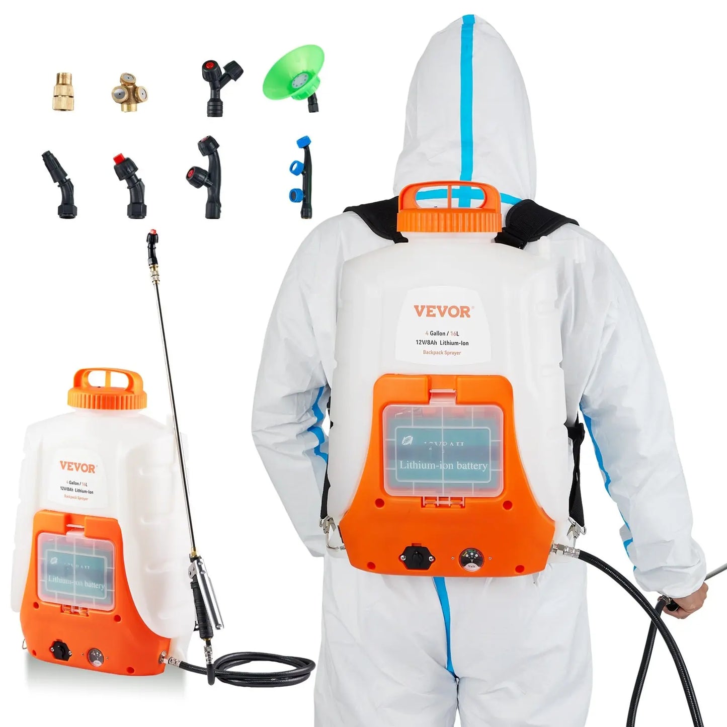 VEVOR Battery Powered Backpack Sprayer - 4 Gallon, 90 PSI