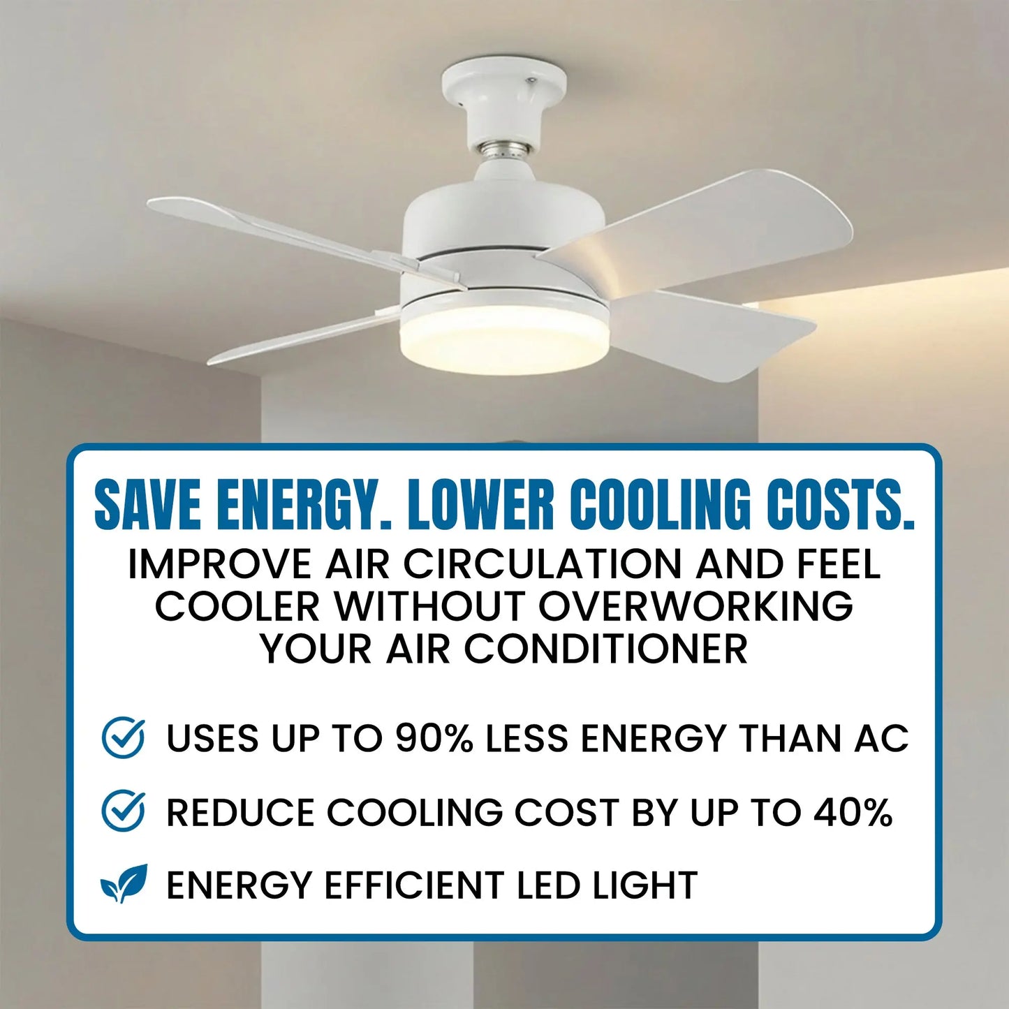 Remote Controlled Socket Ceiling Fan & Light - Bell + Howell