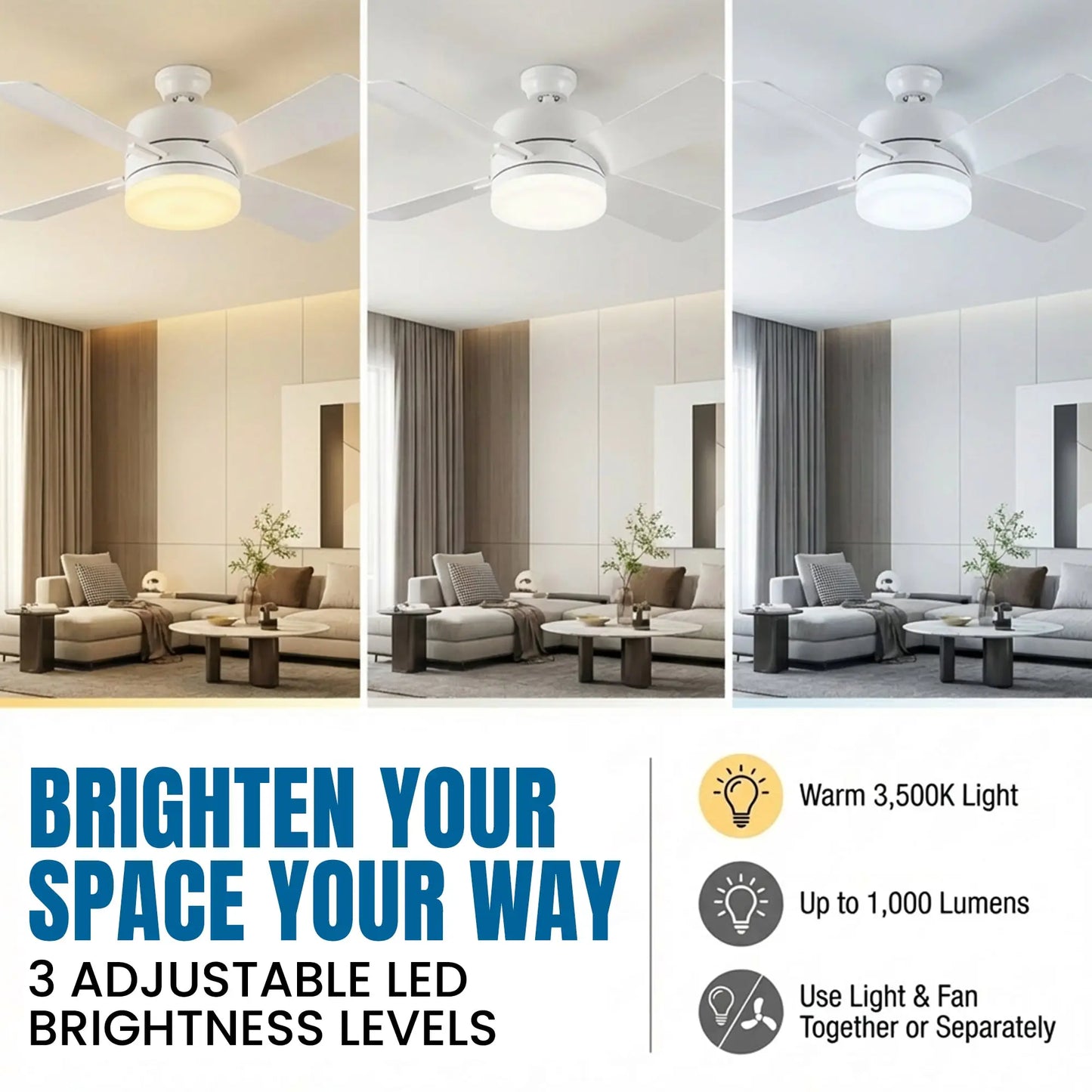Remote Controlled Socket Ceiling Fan & Light - Bell + Howell